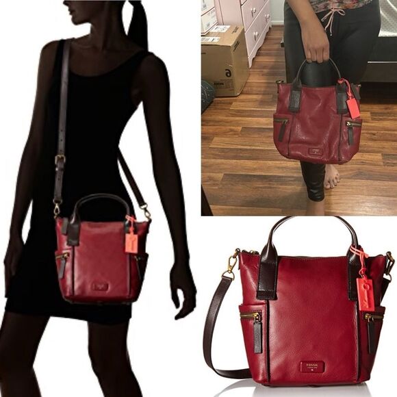 Fossil Burgundy Leather Crossbody Bag
